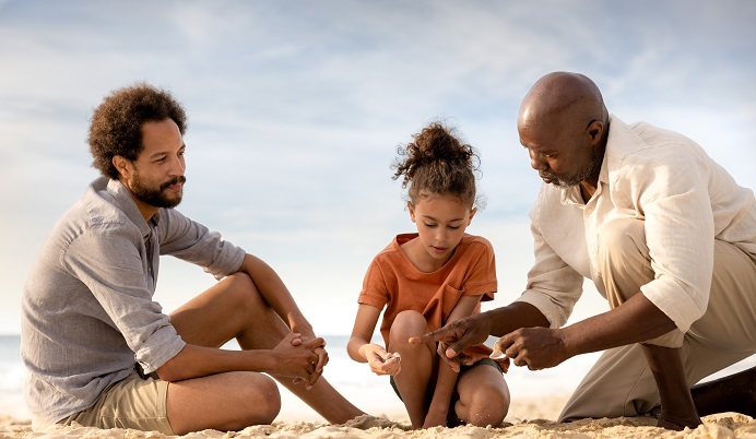 Three generations on beach